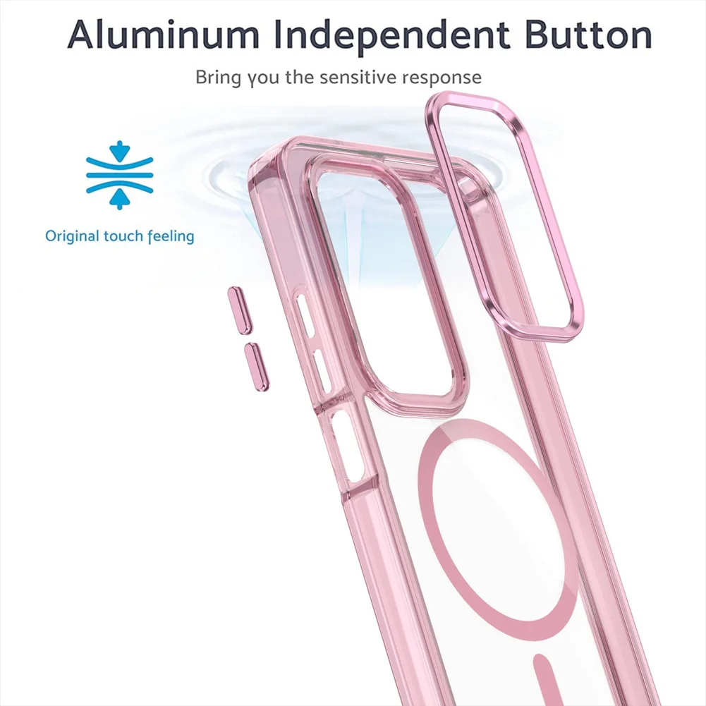 Enhanced Magnetic Metal Lens Protective Case with Magsafe Ring Compatibility