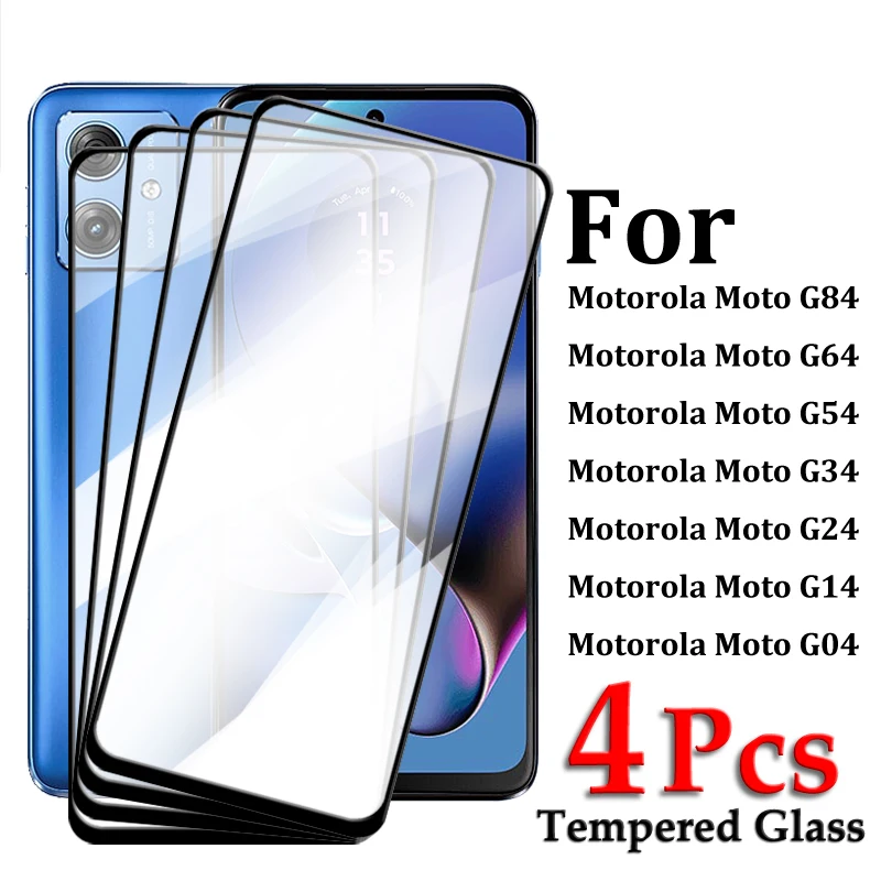 

2/3/4PCS For Motorola Moto G64 Tempered Glass For Moto G84 G64 G54 G34 G24 G14 Screen Protector Full Cover Glue Protective Glass