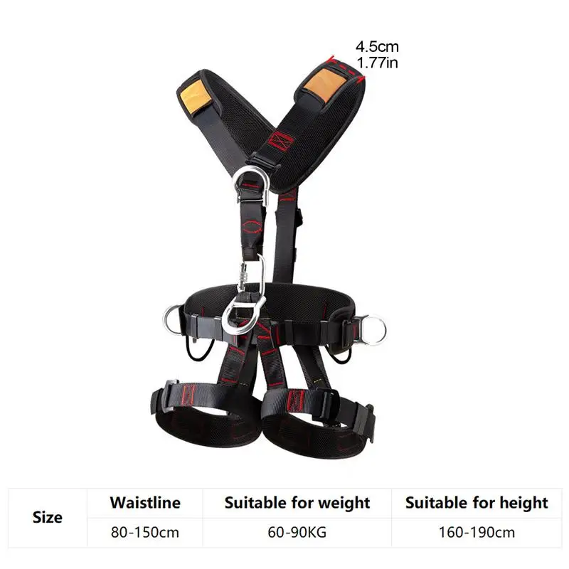 Full Body Roofing Harnesses Five-point Safety Belt With Adjustable Buckles Detachable Fall Harness For Men Tree Climbing Gear