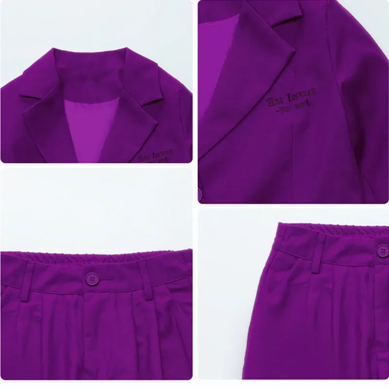 Jazz Dance Costumes for Kids Children Purple Hip Hop Suit Blazer Jacket Baggy Pants Modern Kpop Outfits Teenager Girl Stage Sets