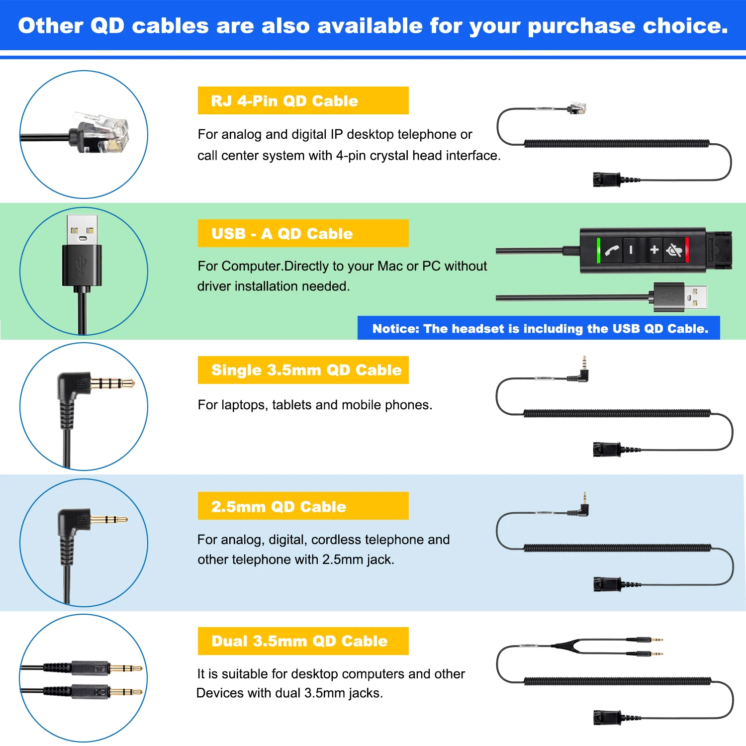 Call Center Voice Tube Headset With Mic Qd (quick Disconnect) Headset Single 3.5mm Plug For Laptop,smartphone,mobile Phone,pc - Earphones and Headphones