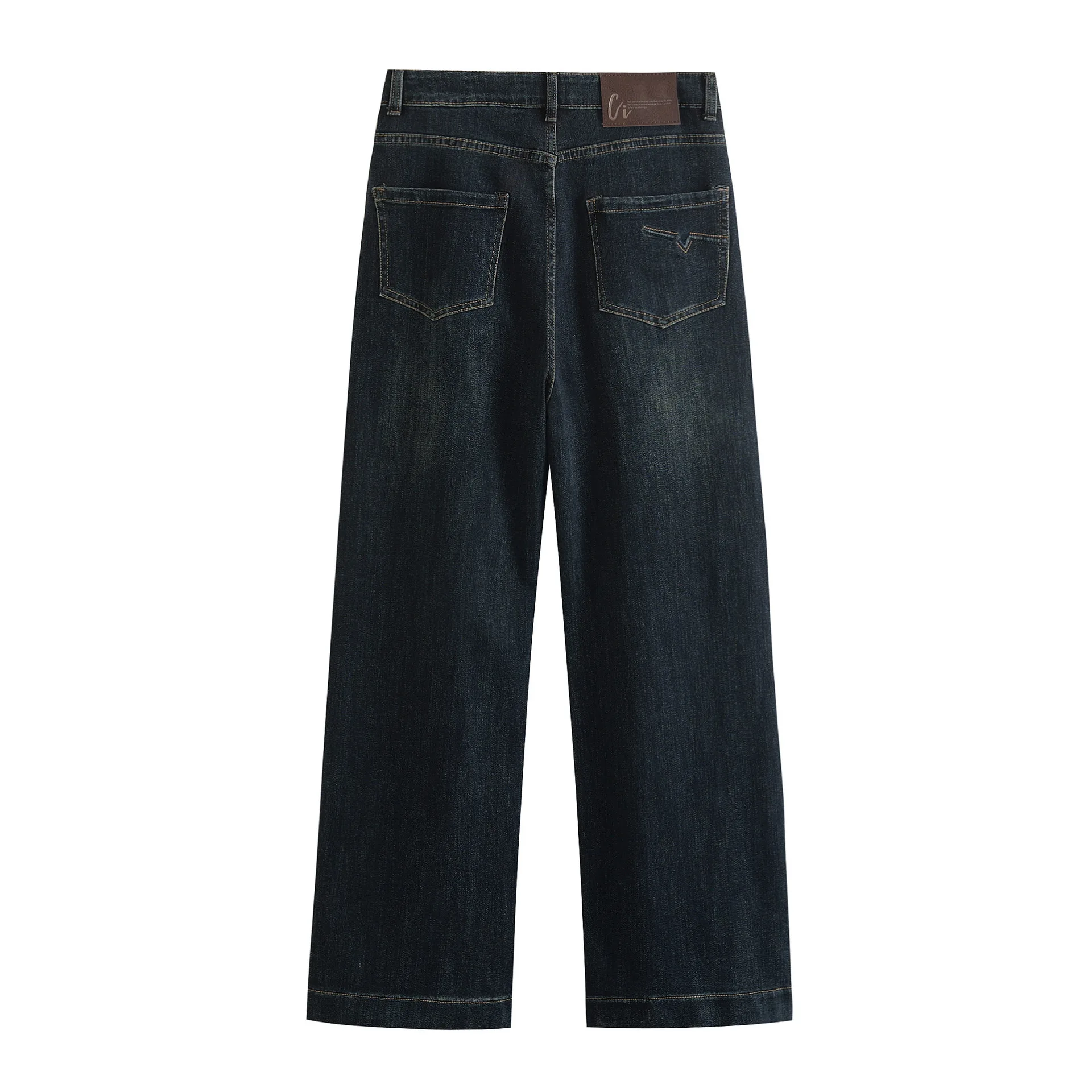 Fashion Plus Size Women's Jeans 2025 Autumn New Simple Quality Stretch Denim Straight Leg Long Pants K005