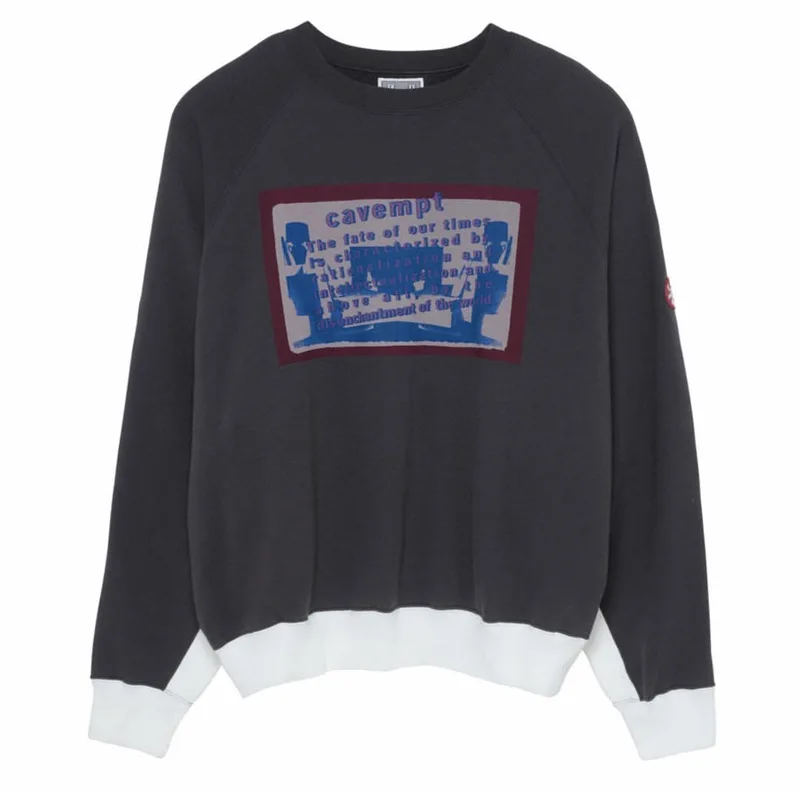 

LIFE Cavempt High Street Men Round Neck Sweatshirt Y2k Grey White Join Stamp Duty Colths Women Accommodative Hoodie