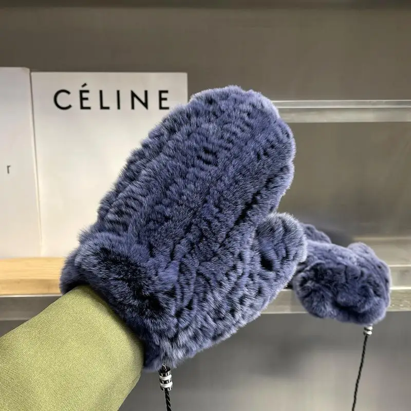 Hot Sale Winter Girl Natural Real Rex Rabbit Fur Gloves Good Elastic Knitted Rabbit Fur Mittens Lady Real Rex Gloves