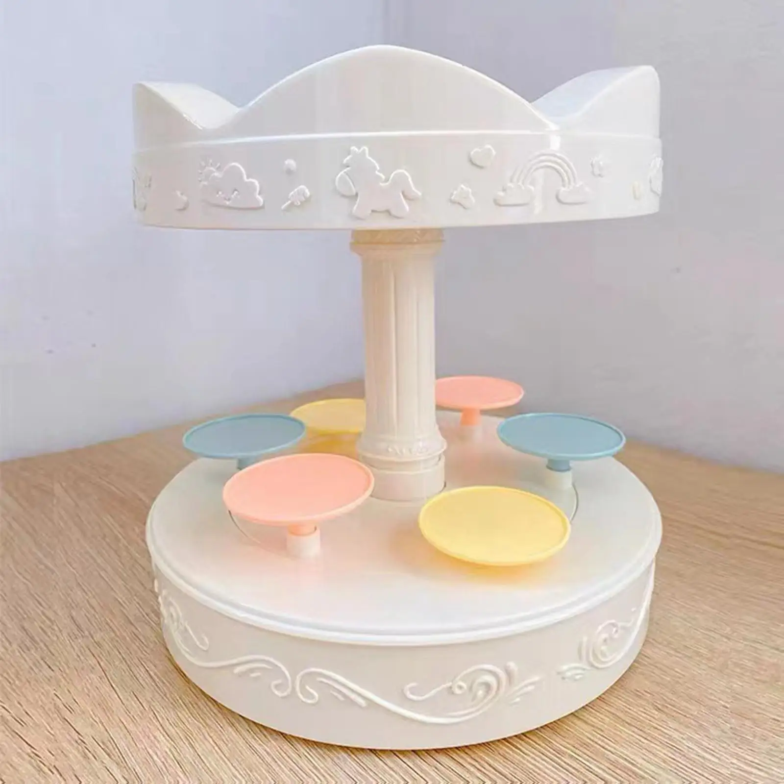 Rotating Carousel Cupcake Holder Stand Rotary Sushi Machine for Event Festival Banquet Rotating Display Turntable Cake Stand