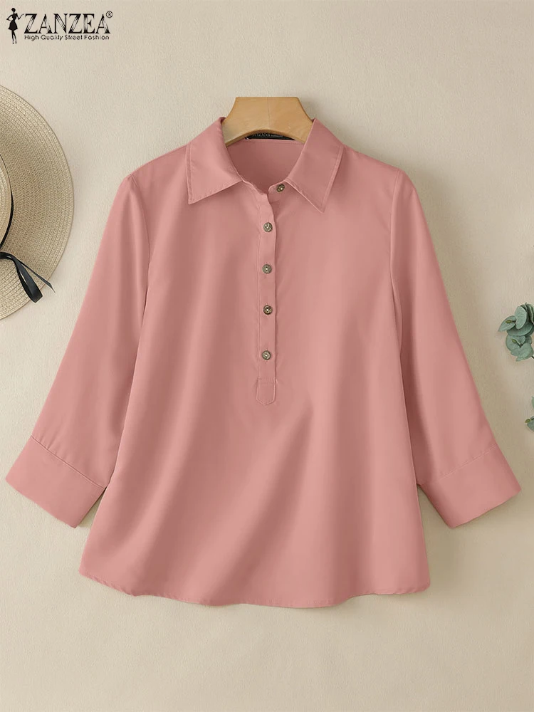  ʱ    繫 ۾ 콺 2025 ZANZEA  3/4  ָ ư ž Ʃ   콺