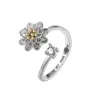 Anti Stress Anxiety Rotatable 925 Silver Zircon Flower Butterfly Opening Ring Women Spinner Fidget Gold Color Fashion Jewelry 6
