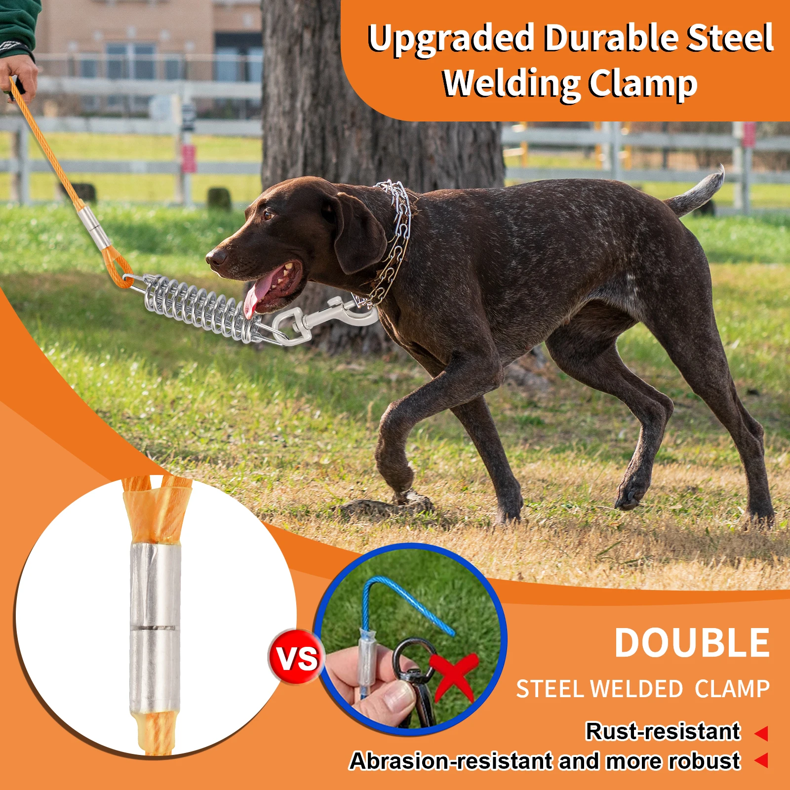Dog Cable For Outside Large Dog Heavy Duty Dog Tie Out Cable, Chew Proof,  Suitable For Large Dogs 250lbs Durable Dog Runner Tether Line Outdoor Yard  Campin Long Leash For Dogs 20ft