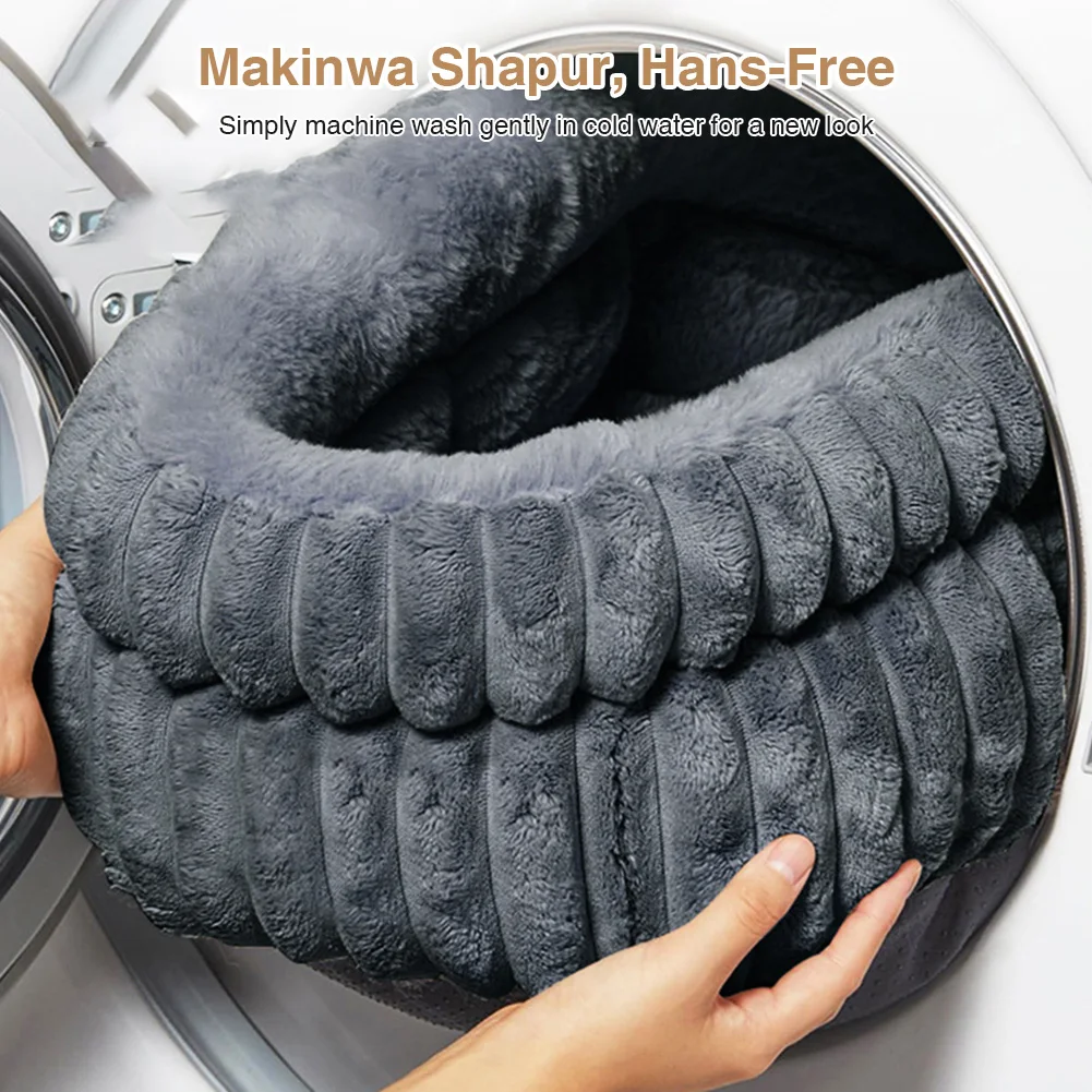 60CM Washable Round Cat Beds with Anti-Slip Bottom Calming Pet Bed Dog Beds & Furniture Load Capacity of 15 Kg for Indoor