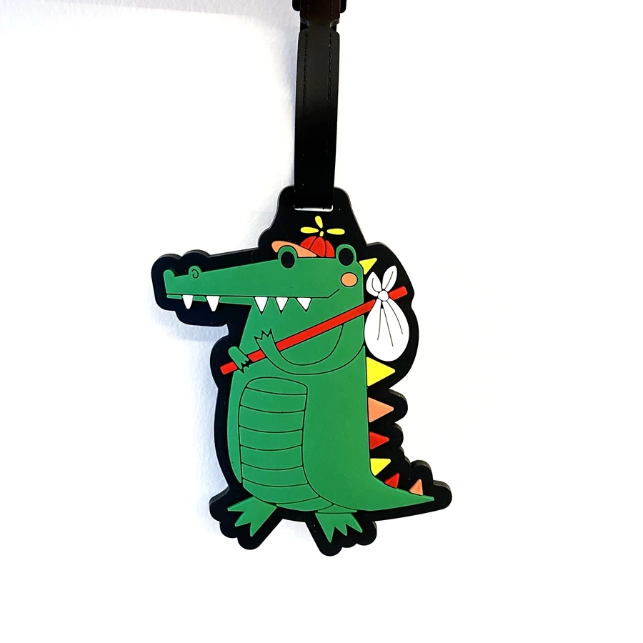 1 Stück/2 Stück grüner Dinosaurier-Gepäckanhänger, Reise-Namensschild für Koffer, Rucksack, Flughafen-Station, Boarding, Hängeetiketten, männlich/weiblich – Detail 9