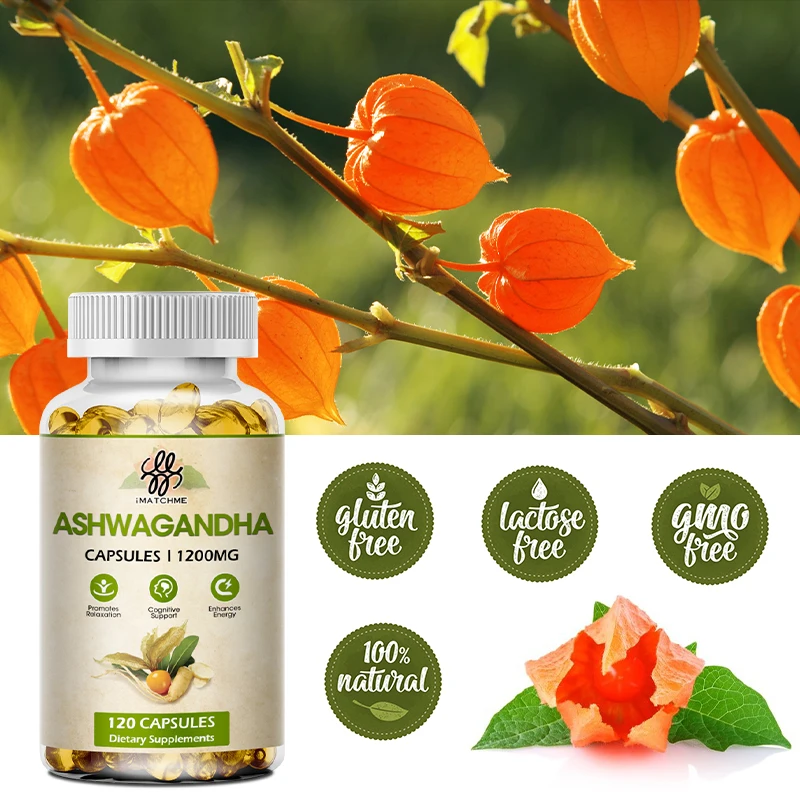 Himalaya Ashwagandha orgánica, suplemento iherb para alivio del estrés, soporte energético, insomnio ocasional, no transgénico, Vegano