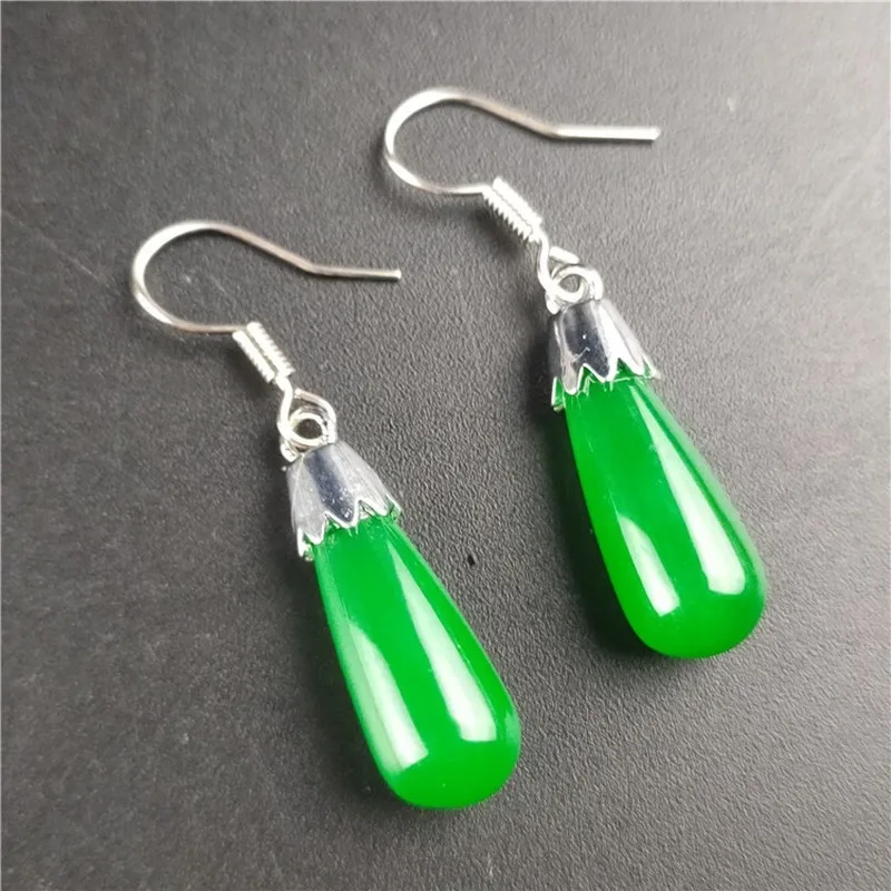 

Natural Green Chalcedony Hand Carved 925 Silver Inlaid Drop Earrings Fashion Jewelry Men's and Women's Earrings Buy 1 Get 1 FREE