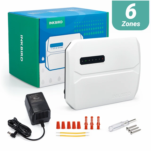 Inkbird Wi-Fi 6-Zónás Automatikus Öntözővezérlő Sprinkler Rendszer Támogatja Az Eső Kihagyását Szezonális Beállítási Állandó Beállítás Megtakarítás