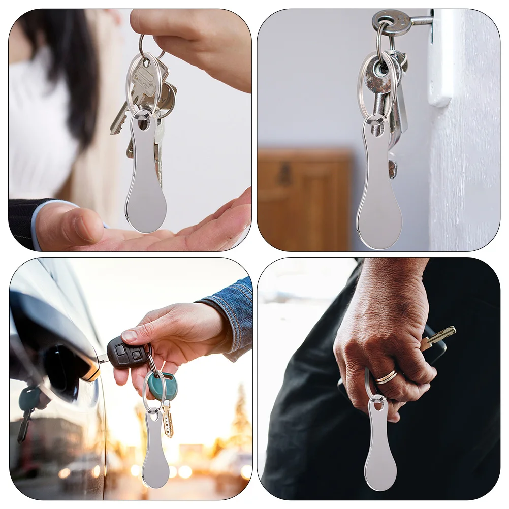 4Pcs Shopping Trolley Token Key Cart Unlock Ring Metal Keychain Keyring Baske Loading Release Stainless Steel Aluminum Alloy