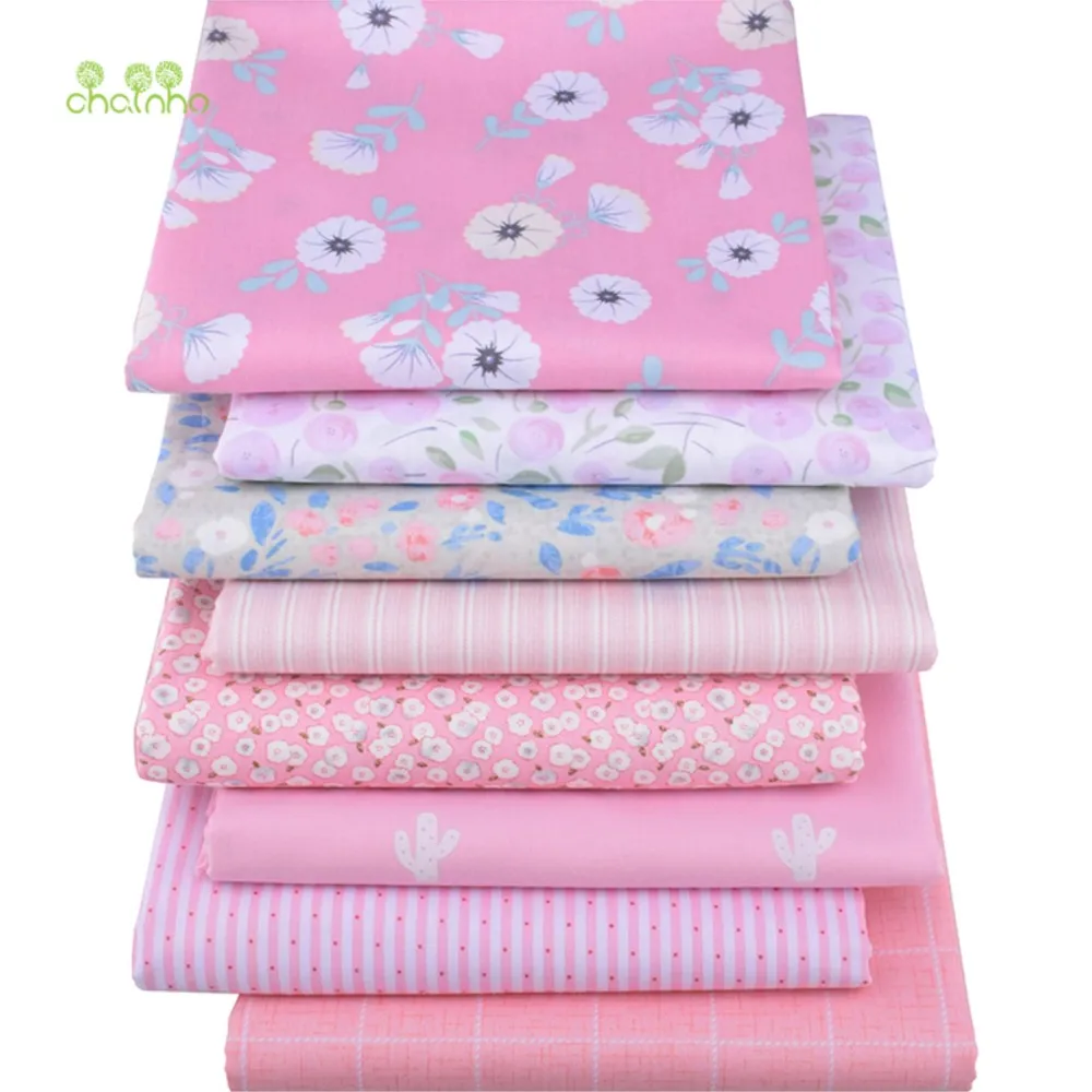 Chainho,Printed Twill Weave Cotton Fabric,DIY Sewing Quilting Material,Patchwork Cloth,8 Designs Floral Series,2 Sizes,15C324