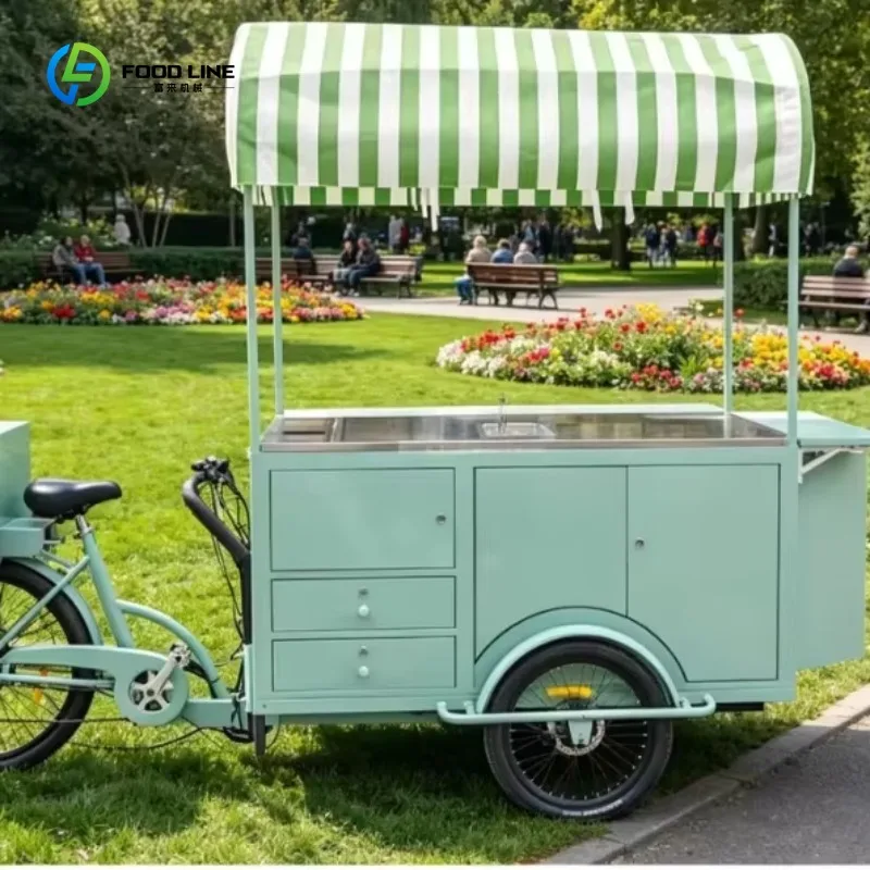 Carretto Gelati Leggero e Compatto per Picnic, Feste di Compleanno, Vendita Ambulante di Dessert Congelati, Personalizzabile