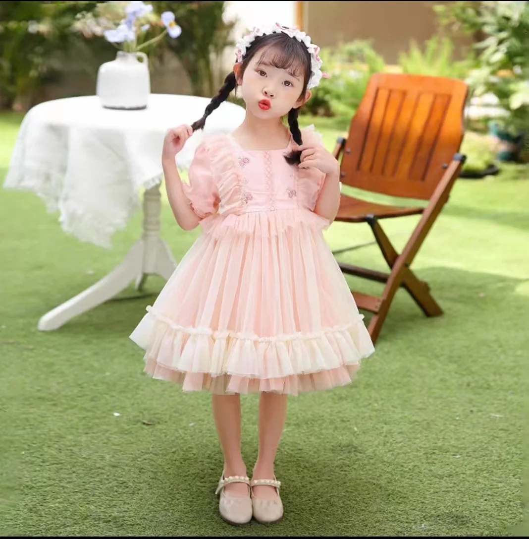 

Girls' Dress Spring Autumn Girls' Long-sleeved Lolita Princess Shaggy Mesh Dress Kids Clothes Ropa De Niña