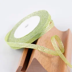 22m Glitter Silver/Gold Ribbon for DIY Crafts, Gift Wrapping, and Decor (Grass green 95)