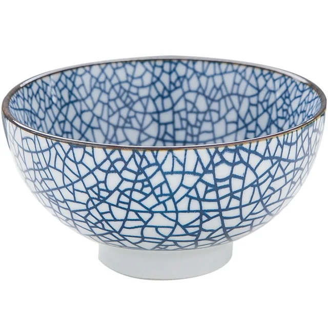 Ceramic Bowl Japanese Classical Tableware Kitchen Soup Noodle Porcelain Rice Bowl Big Ramen Bowls Spoon and Tea Cup E 4