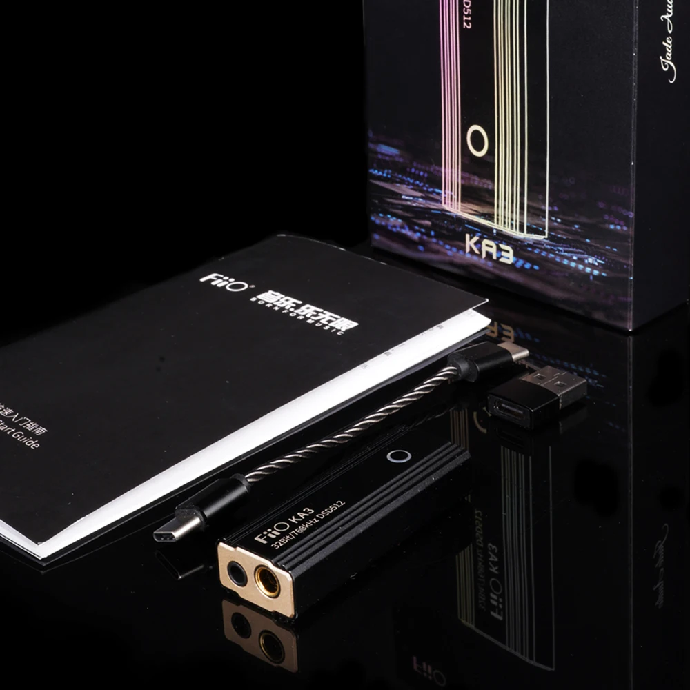 FiiO KA3 Portable USB DAC Headphone Amplifier ES9038Q2M DAC Chip 32Bit/768kHz DSD512 3.5/4.4mm Output Portable DAC Amplifier