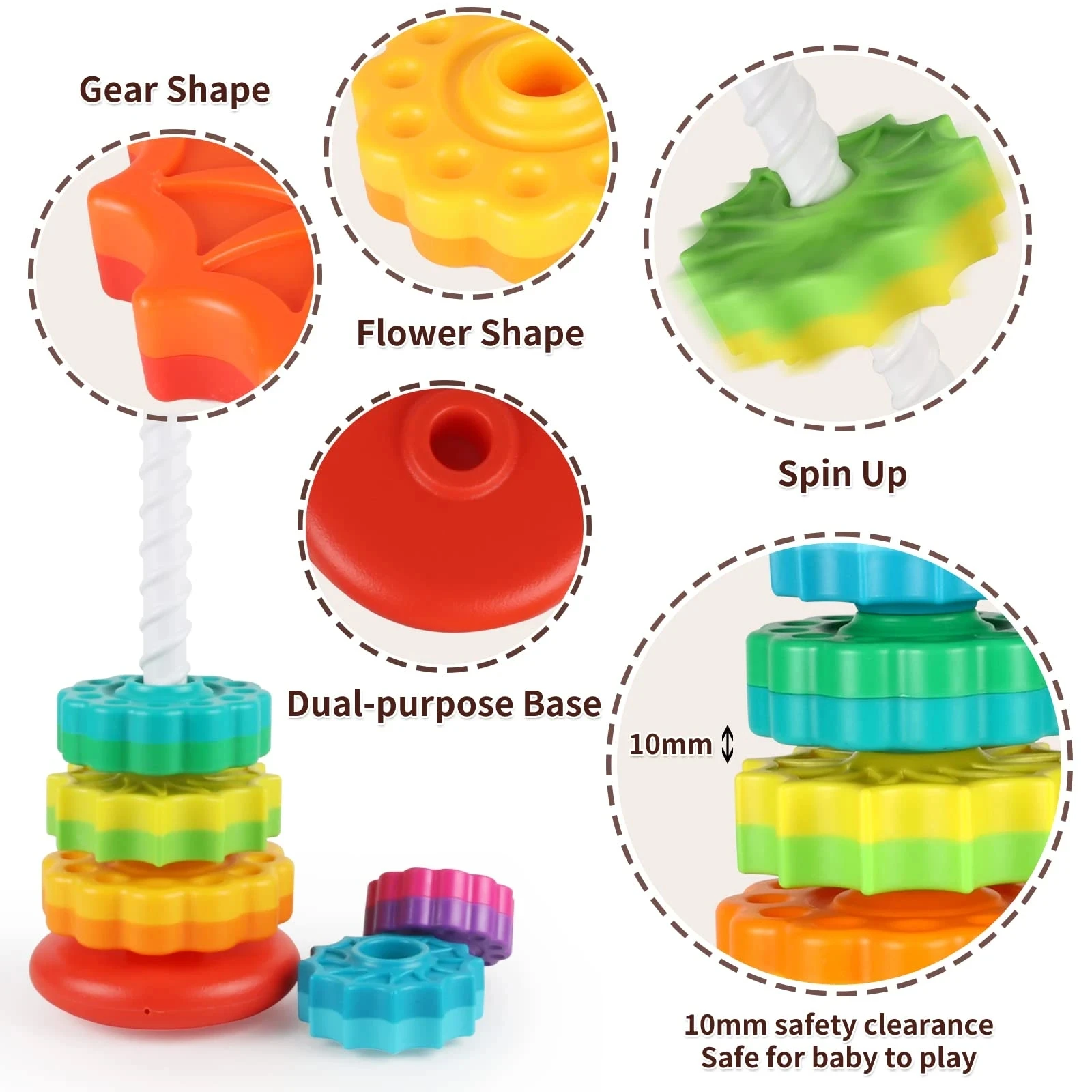 Baby Spinning Wheel Toy Rainbow Spin Tower Stacking Toys for Toddlers Montessori Educational Learning Sensory Toys Gift educational toys stacking puzzle toys cup stacking toys stacking toys