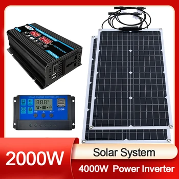 2000W Solar Panel Kit Inverter Solar Controller Waterpfoof Comping Solar Power 110V-220V Generation Intelligent Charging Board 1
