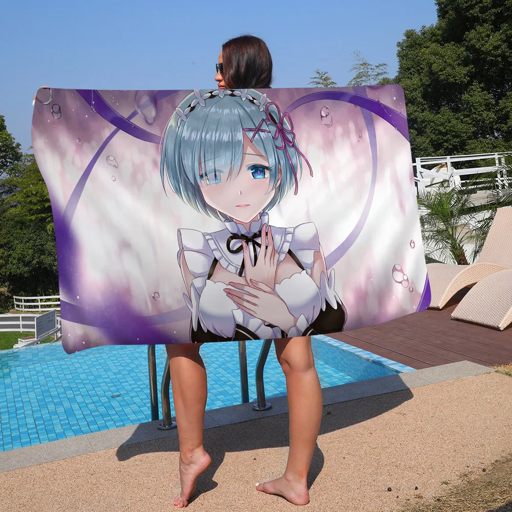 Re Zero Rem Microfiber Beach Towel Absorbent Quick Dry Soft Yoga Swimming Resort Mountain Climbing Towel 2