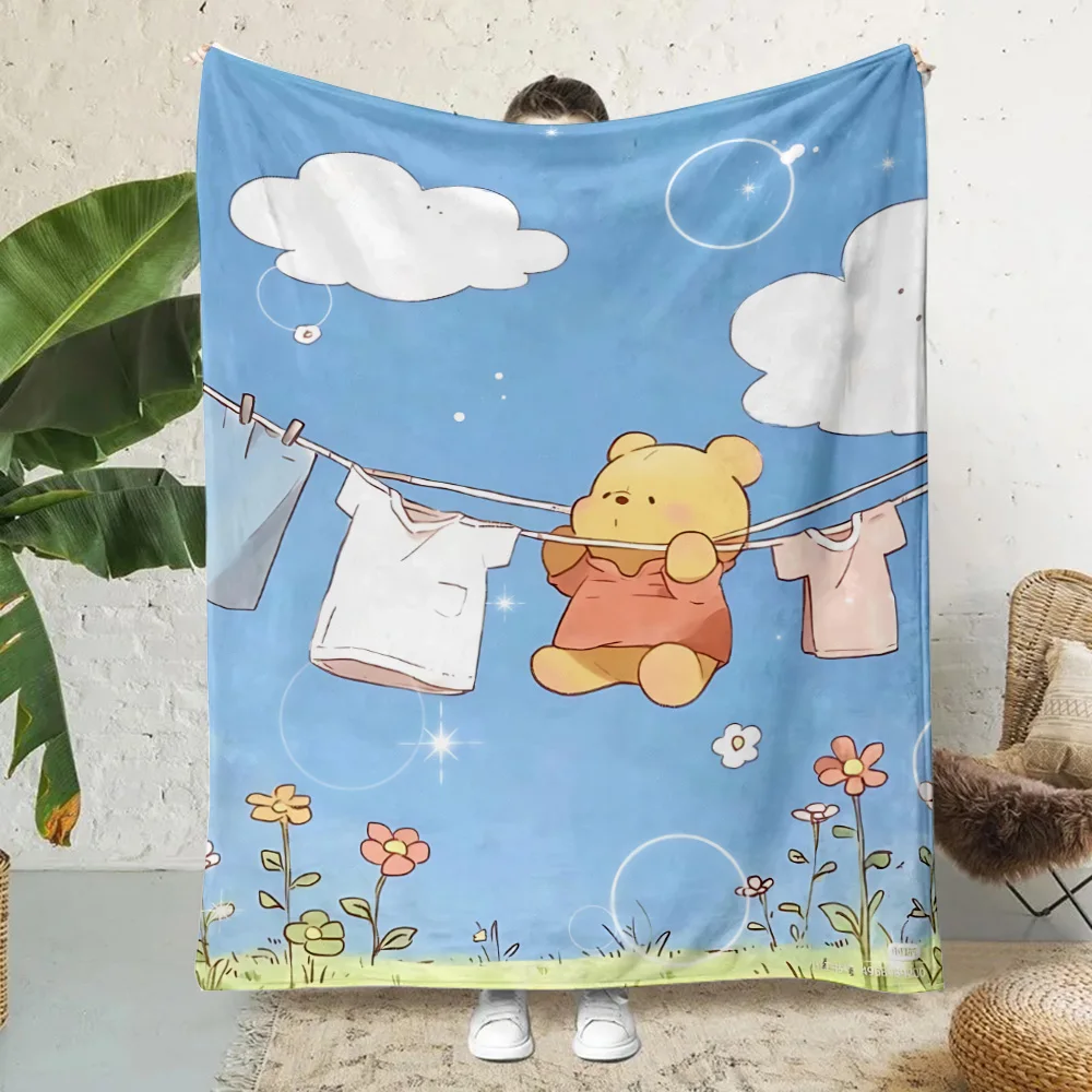 Cute Cartoon Winnie Bear Printed Blanket Picnic Blankets Warm Blanket Soft and Comfortable Blanket Home Travel Birthday Gift 2