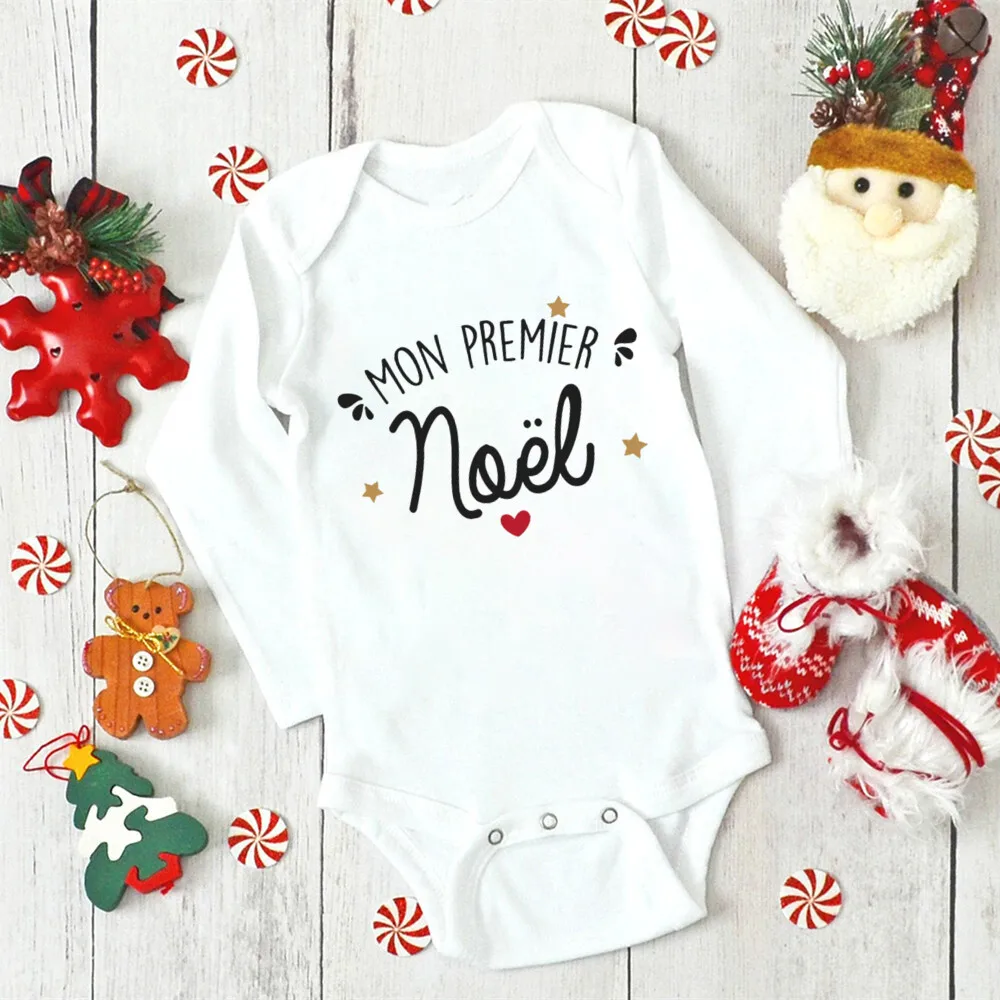 thumbnail image 4 of Mi primer mameluco navideño de manga larga para recién nacidos, ropa para bebés con estampado de ciervos franceses, monos para bautizo de bebés, ropa para niños y niñas, 4 of 5