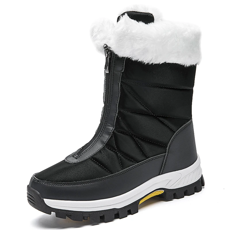

Women's Shoes 2023 Winter New Fur Warm Mother Shoes Ladies Outdoor Snow Boots Non-slip Comfortable Shoes Leather Water Proof