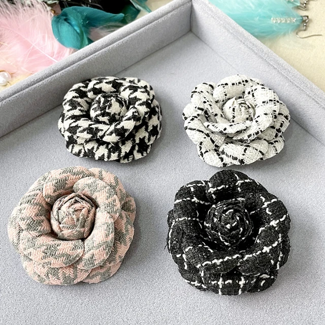 Korean Fashion Fabric Camellia Flower Brooch Pins for Women