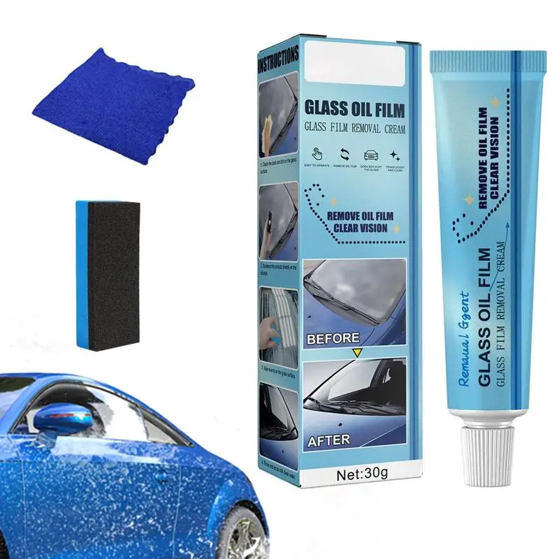 

Oil Film Cleaning Polishing Paste Glass Film Coating Agent With Sponge And Cloth Windshield Window Cleaner Glass Film Coating