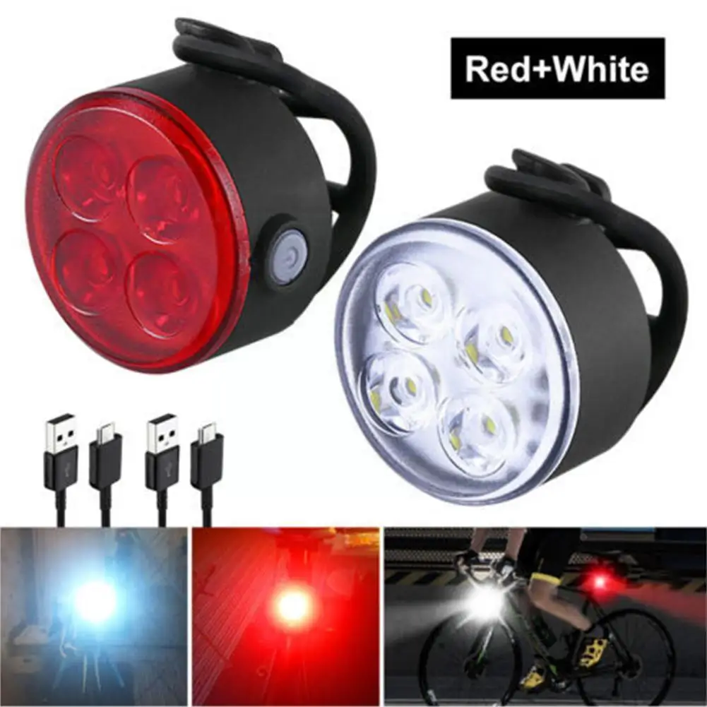 

Bicycle Usb Led Headlight 4 Modes Waterproof Cycling Light Rechargeable Bike Road Bicycle Warning Mountain Taillight Access S3t9
