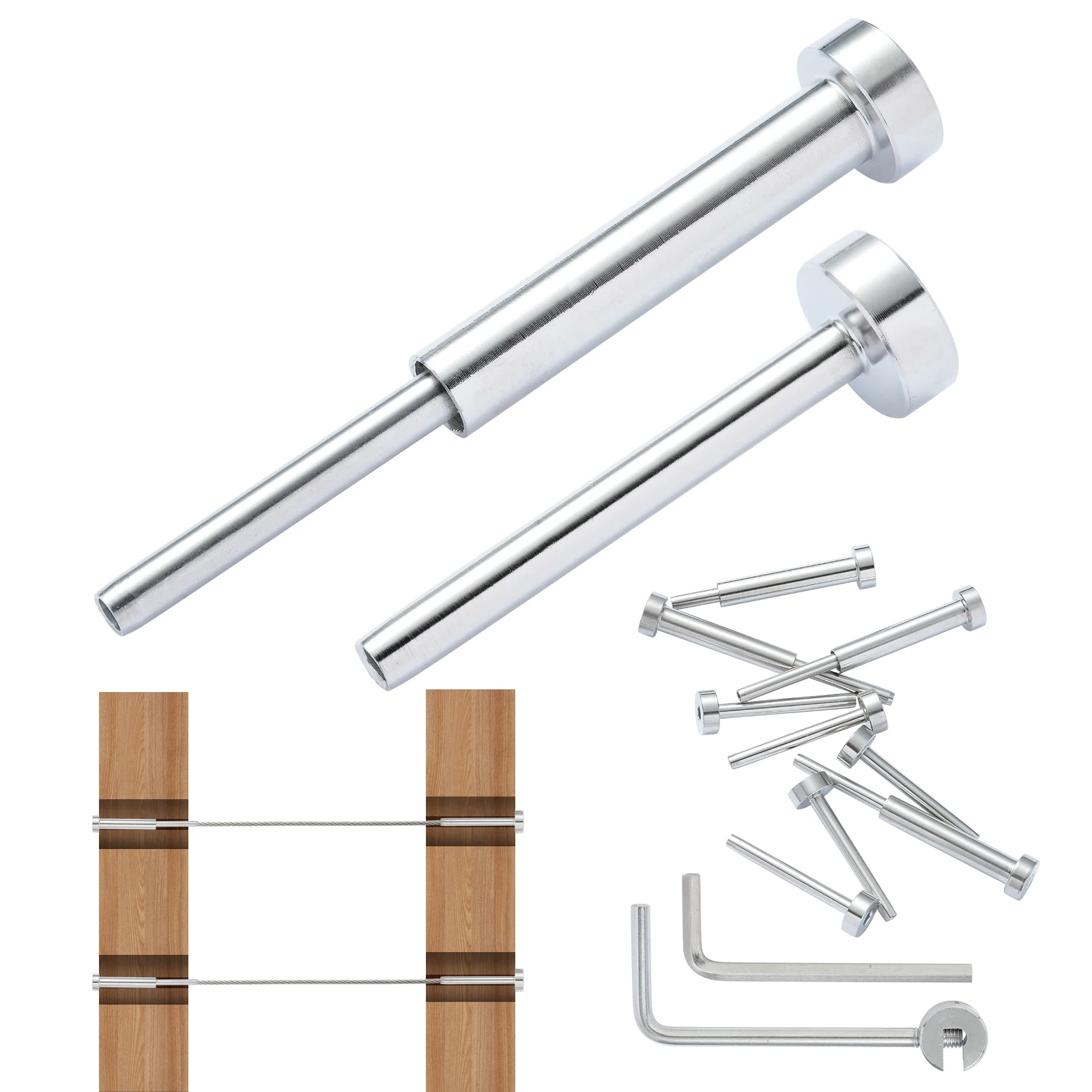 SucceBuy 20 Pack Invisible Cable Railing kit T 316 Stainless Steel 1/8" Invisible Receiver and Swage Stud End for Post