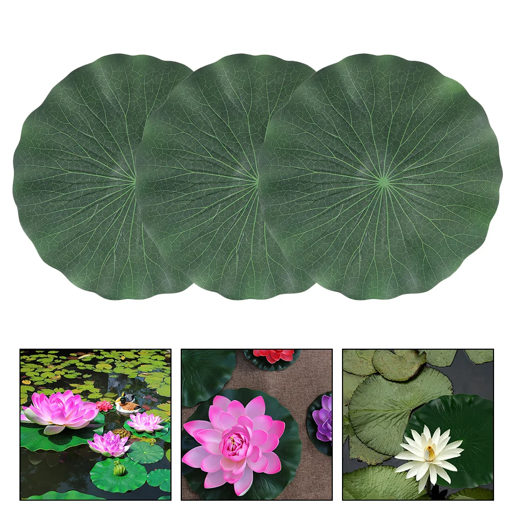 

3 Pcs Simulated Lotus Leaf Fish Tank Ornament Green Decor Decorations Leaves Eva Fishpond Fake Plants