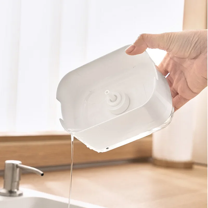 Soap Dispenser With Sponge Holder Cleaning Liquid Pump Dispenser Container Manual Press Home Bathroom Kitchen Clean Accessories