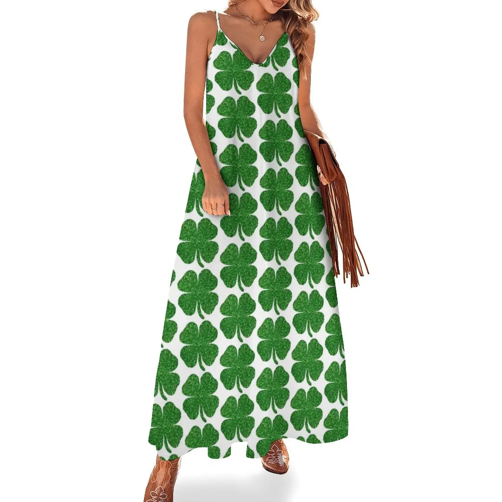 

Glitter Green Shamrock Sleeveless Dress elegant and pretty women's dresses dresses ladies 2024 summer Prom gown