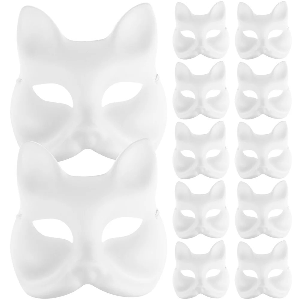 12 Pcs Prom Props Therian Mask Prom Mask 18x17cm Blank Mask White