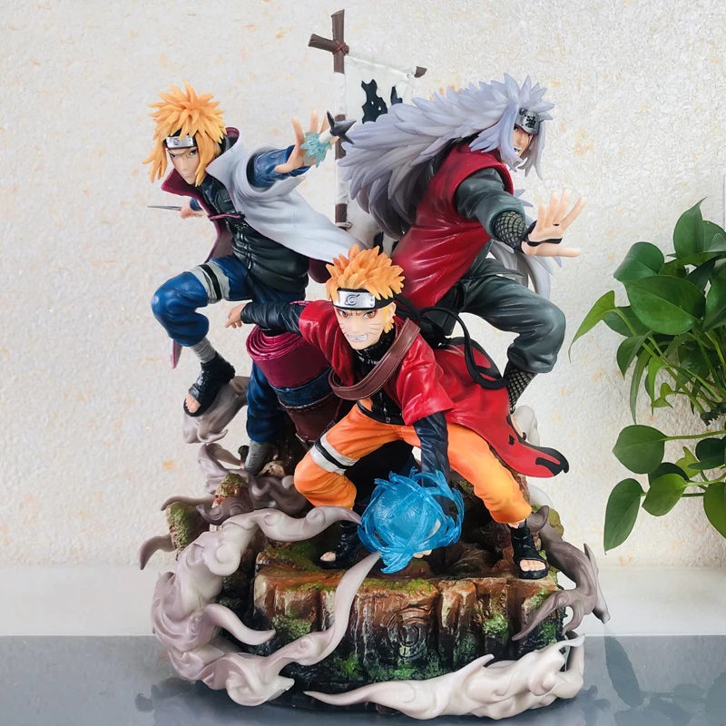 41CM Anime NARUTO Uzumaki Naruto JIRAIYA Minato Battle Form Statue PVC Full-Length Action Figure Model Toys Birthday Gift