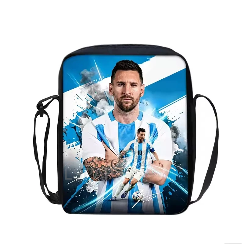 Borsa a tracolla stampata M-Messi, borsa a mano, borsa da scuola per stelle del calcio, borsa porta telefono, borsa sportiva da calcio, borsa per lo shopping, miglior regalo
