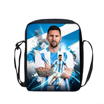 Borsa a tracolla stampata M-Messi, borsa a mano, borsa da scuola per stelle del calcio, borsa porta telefono, borsa sportiva da calcio, borsa per lo shopping, miglior regalo