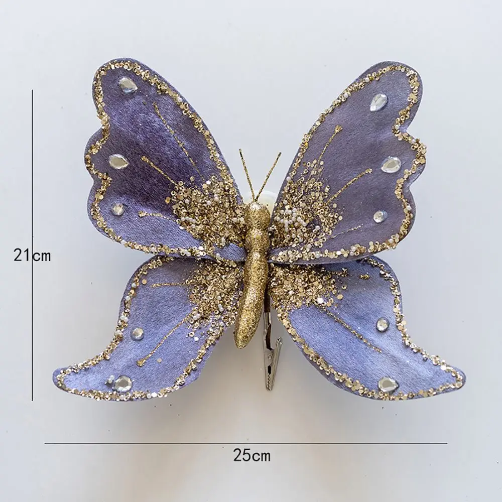 Christmas Tree Decoration Multicolor Christmas Tree Decoration Gold Powder Butterfly Ornament 25*21cm