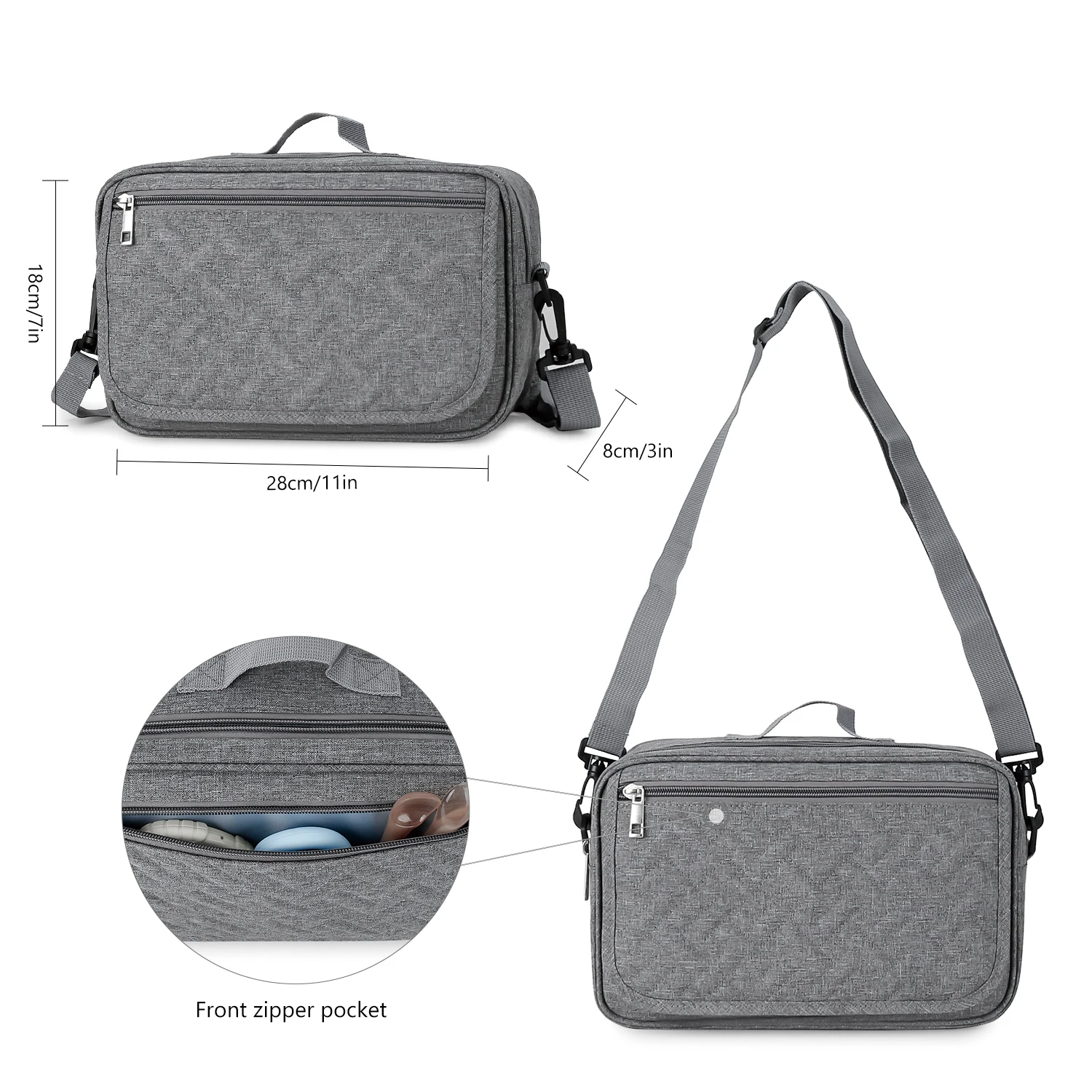 Small Diaper Bag Stroller Bag Diaper Organizer Caddy for Diapers with Changing Mat, Stroller Straps and Adjustable Shoulder 3