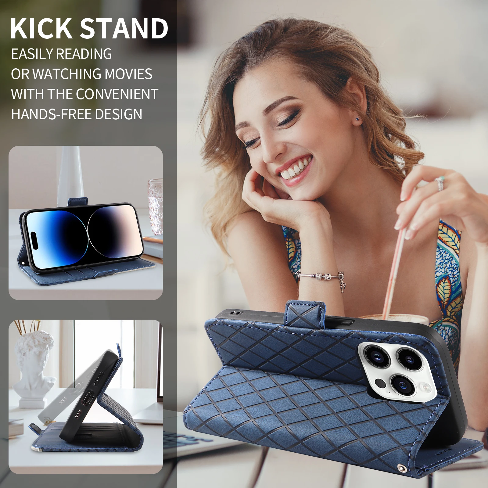 Leather Wallet Phone Case with Card Holder and Kickstand