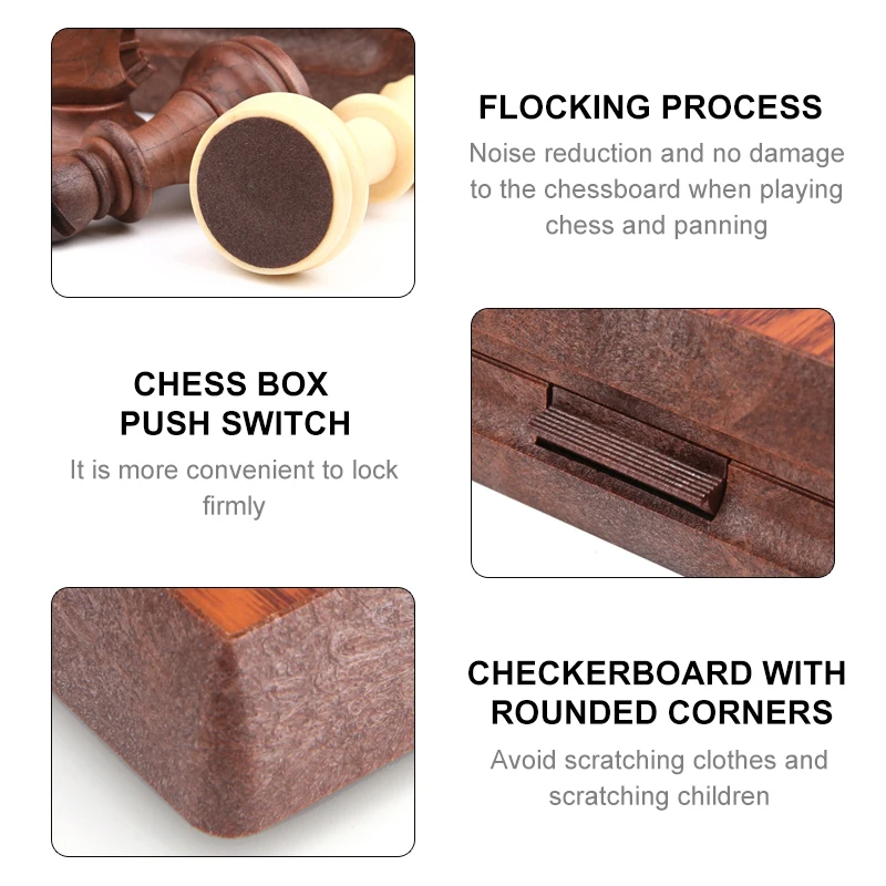 Wood grain Plastic Chessboard Adult Kids Travel Camp Tabletop Game Portable Folding Chess Set With 32Pcs Magnetic Chessman board game magnetic chess set foldable chess board folding chess board chess pieces and board