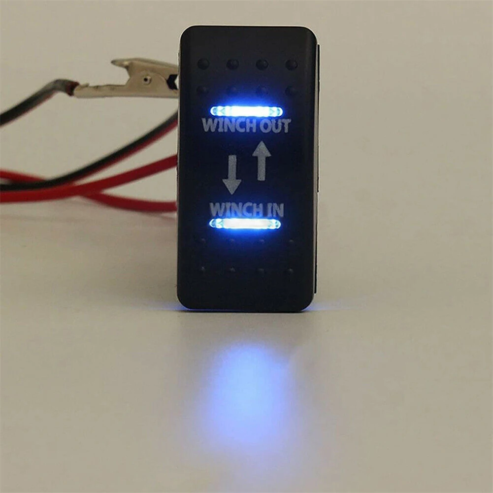 

Winch In/Out Rocker Switch 7-Pin Blue LED Rocker Toggle Switch 12V-24V ON OFF ON Universal For All Cars, RVs, SUV, ATV, UTV