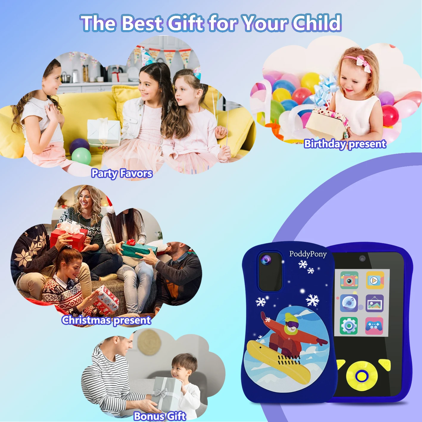 Digitale Kinder Smartphone Selfie Kamera pädagogische Geschichte Alphabet MP3-Musik hören Spielzeug Geburtstag Festival Geschenk 32g Karte