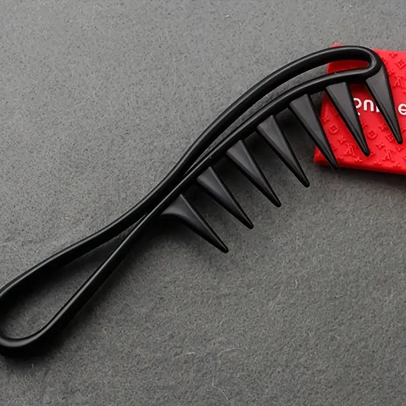 Hairdressing comb for men, black, massage comb, plastic wide-tooth comb, large-tooth comb for oily hair