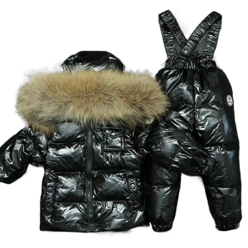 RAISE Winter Children Boy 2PCS Clothing Set Real Fur Waterproof