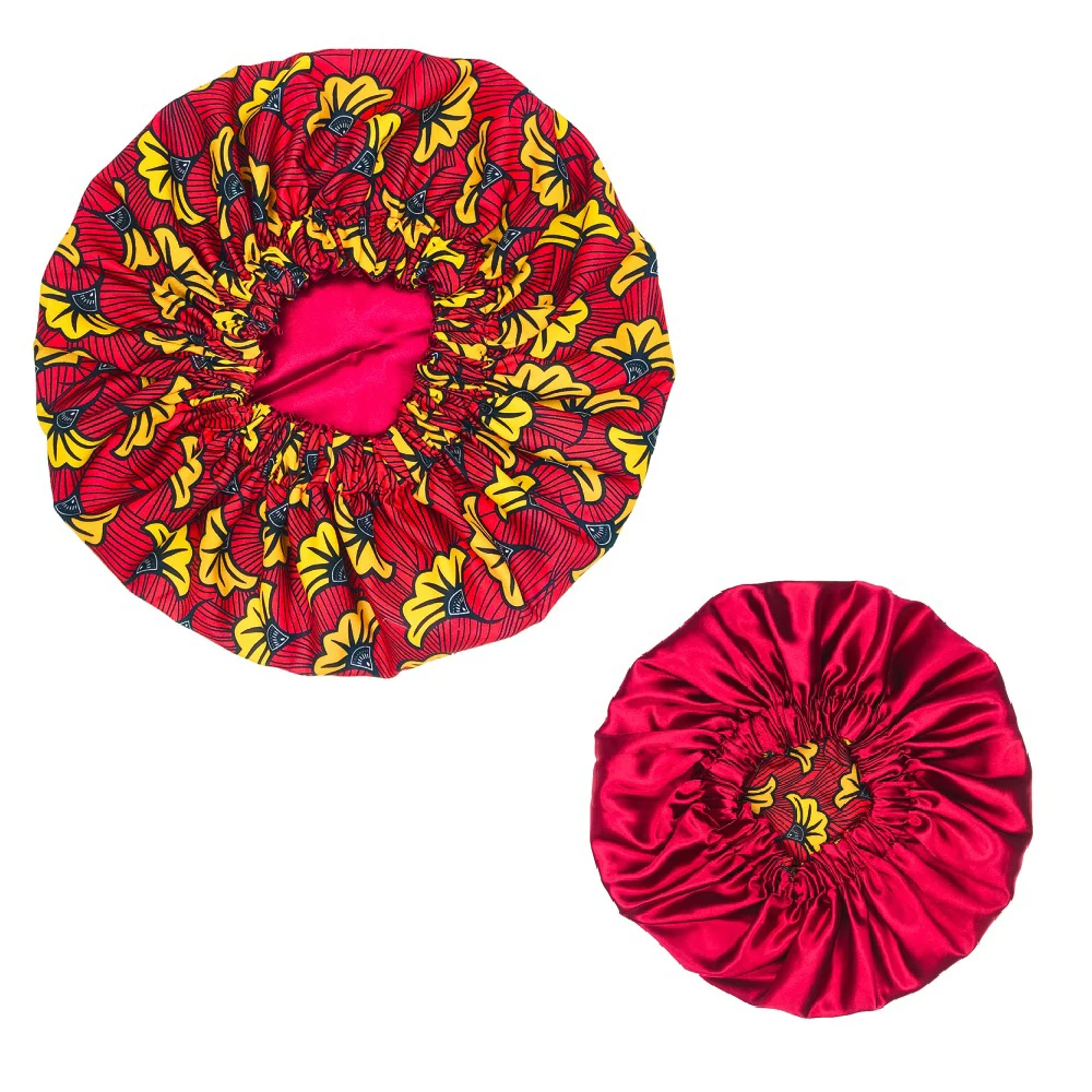 New Extra Large Satin Lined Bonnet Women Big Size Beauty Print Satin Silk Bonnet Sleep Night Cap Head Cover Bonnet Hat Wholesale